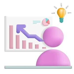 Business people making presentation with idea 3d cartoon style v Business people making presentation with idea 3d cartoon style vector illustration design.